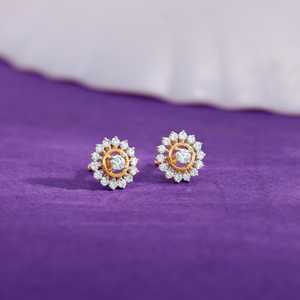 Boucles d'oreilles en or Flower Power Lab Grown Diamond Stud Bijoux en diamant élégants pour femmes - Product Image 2