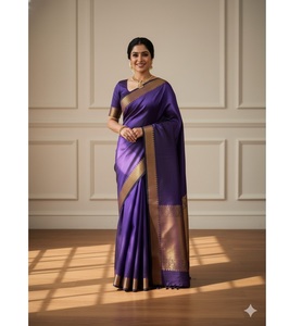 Sari en soie Tussar pur multicolore de qualité supérieure pour femmes avec des éléments décoratifs et une apparence raffinée et élégante en provenance d'Inde - Product Image 5