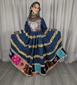 Vestido Afgano Kuchi Vintage de WS International para Niñas, Tejido de Lino, Algodón y Seda con Cuentas Hechas a Mano, Mangas Largas, Ropa Regional - Product Image 1