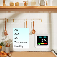 Détecteur de fuite de gaz naturel et de monoxyde de carbone 4-en-1, détecteur de température et d'humidité pour maison et camping-car