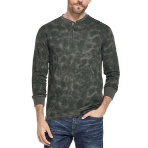 เสื้อเชิ้ตเฮนลีย์สีเขียวสไตล์วินเทจสำหรับผู้ชาย ลายพิมพ์นามธรรม กันน้ำได้ มีไซส์ใหญ่และกลาง - Product Image 1