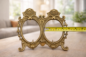 antique <b>double</b> <b>photo</b> <b>frame</b> vintage brass <b>photo</b> <b>frame</b> <b>double</b> oval picture <b>frame</b> antique style picture <b>frame</b> vintage tabletop - Product Image 3