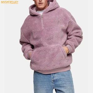 Custom Fleece <b>Sherpa</b> Fur Lined <b>Hoodie</b> Embroidery Warm Hooded Sweatshirt <b>Men's</b> Winter Heavy Purple <b>Hoodie</b> - Product Image 3