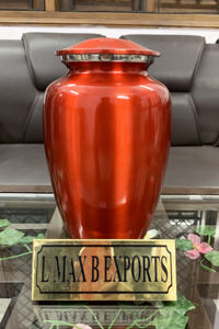 Aluminium Adult Maroon Green Color Cremation Urns for Human Ashes with Free <b>Velvet</b> <b>Bag</b> Wholesale Price - Product Image 3