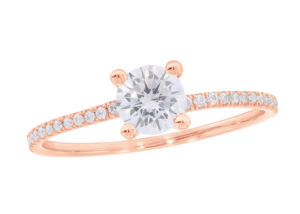 Blushing Diamond Dream 0.80Ct Lab Grown Diamond Solitario Acentos Anillo de compromiso en oro rosa de 14K OEM Venta al por mayor - Product Image 5