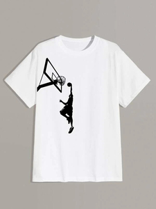 Venta al por mayor personalizado impreso 100 algodón media manga baloncesto estampado hombres camiseta para el verano Fit Body camisetas para hombres - Product Image 4