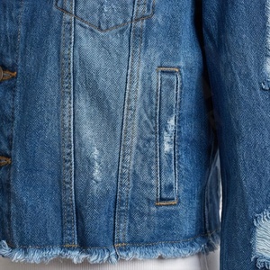 Nouvelle arrivée : Veste en jean légère pour homme, haute qualité, effet vieilli, manches longues, couleur personnalisée, jean délavé, hiver, devant - Product Image 5