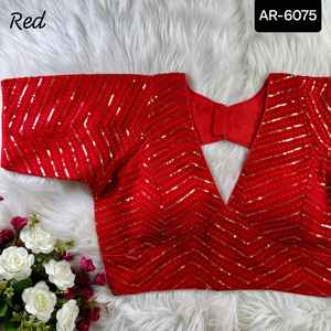 Blusa de Georgette de imitación pesada de ropa tradicional india para ropa de boda sari y Lehenga Choli lista para usar blusa para mujer - Product Image 5