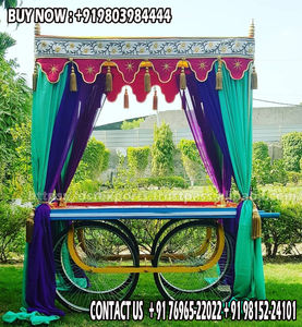 Carrito de Servicio de Alimentos de Madera de Teca, Estilo Indio Desi, Elegante, Profesional, Colorido, para Decoración de Bodas Mehndi, Ligero - Product Image 2