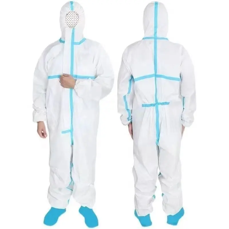 AAMI Level 4 Disposable Coverall PPE Suit for Biohazard Chemical Protection - CoverU Full Body Protective Clothing with Hood