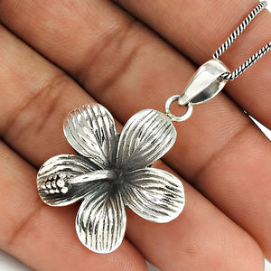 Artisan indien bijoux fabriqués à la main solide 925 en argent Sterling forme de fleur Boho pendentif dernière tendance Design fabricant en vrac - Product Image 4