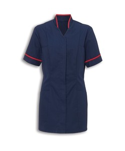 Blouse de laboratoire unisexe blanche à manches courtes avec bordure menthe en toile, tenue de travail hospitalière KATBROS INDUSTRY, thermocollage sans couture - Product Image 5