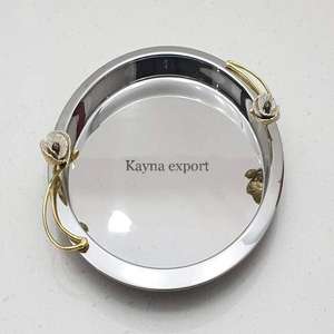 ถาดกระจกเคลือบเงาทรงรีพร้อมตกแต่งสไตล์วินเทจทำจากโลหะสแตนเลส - Product Image 2