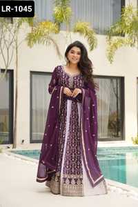 Las últimas mujeres usan vestidos Anarkali de lujo estilo pakistaní estilo de ropa Georgette Anarkali vestido con diseñador Dupatta para mujeres - Product Image 6