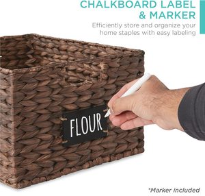 Organisateurs de cuisine tissés de qualité supérieure avec étiquette de tableau noir jacinthe d'eau garde-manger paniers de rangement paniers tissés pour le stockage - Product Image 5