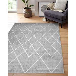 Modern Handmade Plush Rectangle Abstract Berber <b>Grey</b> <b>Rug</b> for <b>Living</b> <b>Room</b> Hallway Bedside - Product Image 3