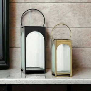 Iron Metal <b>Candle</b> Holder and Lantern With Beautiful Gold and Black <b>Colour</b> Creative Design for Dinner & Room Decor - Product Image 1