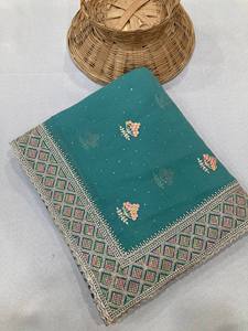 Magnifique Sari de Mariage Réversible Moderne en Soie Georgette Douce de Qualité Supérieure avec Motif C-Pallu Zain Exports ZE1004FN Diwali - Product Image 2