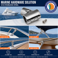 Charnière fendue en acier inoxydable 316 pour usage maritime, joint en T, 60 degrés, diamètre extérieur Accessoire de main courante pour yacht et bateau, tube de 22 mm (7/8 pouce)
