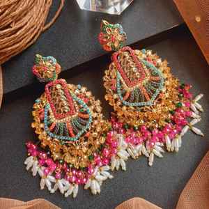 Ensembles de bijoux de mariage traditionnels pakistanais boucles d'oreilles de mariée lourdes pour les femmes - Product Image 3
