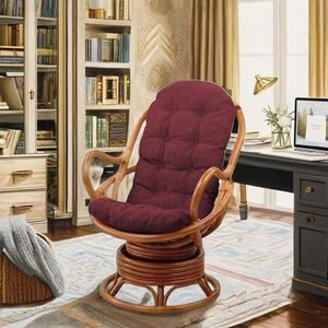Sillón Giratorio Moderno con Tapizado y Cojín Acolchado, Estructura de Ratán, Silla Papasan para Sala de Estar, Dormitorio, Oficina en Casa - Product Image 1