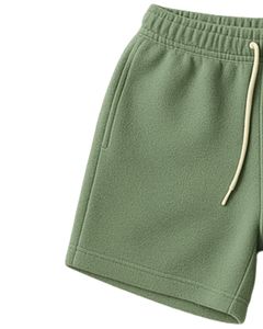 Shorts en molleton vert sauge pour hommes, tissu doux et épais, taille à cordon, décontracté, pour la salle de sport, l'entraînement, le salon, service de logo personnalisé OEM - Product Image 4