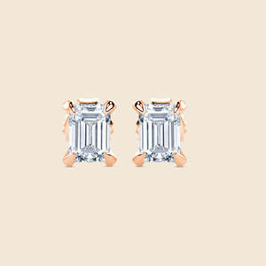 Boucles d'oreilles en diamants de laboratoire taille émeraude Verdant 0,6 carat, qualité F+-VS, en or massif 14 carats, cadeau romantique pour elle - Product Image 3