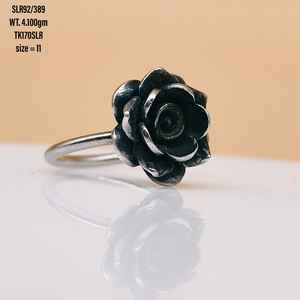 Bague de fiançailles en argent Sterling 925 pour femme, bijou de mariage en forme de Rose noire, fabrication de bagues en argent sterling - Product Image 1