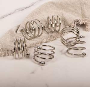 Vaisselle unique Porte-serviettes en métal Table à manger Noël Western Restaurant Rond de serviette Décor Tissu ou Serviette en papier Argent - Product Image 6