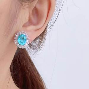 Elegant Classic Large Stud <b>Earrings</b> Natural Neon Blue Paraiba <b>Tourmalines</b> 8.14ct Pear Cut Marquise Zircon White 8.14ct Elegant - Product Image 4