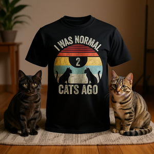 T-shirt vintage con gatto 'I Was Normal 2 Cats Ago' - Elegante t-shirt promozionale - Product Image 3