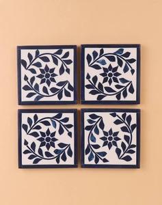 Posavasos con incrustaciones de hueso de madera, accesorios de cocina, producto de vajilla, artesanías Taqi indias a la venta - Product Image 3