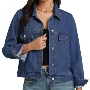 Vestes en jean pour femmes à la mode de rue au prix de gros Vestes en jean pour femmes à col rabattu à vendre en ligne - Product Image 1
