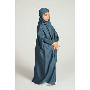 Francés azul Junior niñas una pieza de longitud completa Jilbab/oración Abaya tradicional musulmán ropa accesorio - Product Image 1