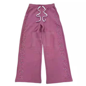 Custom Made Casual Rhinestone <b>Trouser</b> for Men Custom Color Design Lightweight 100% Cotton <b>Drawstring</b> Closure Made Pakistan - Product Image 4