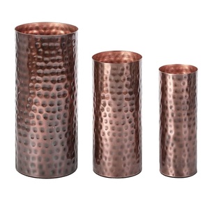 Florero cilíndrico alto de Metal en tono cobre decorativo para el hogar, Juego de 3 para eventos, fiestas, decoración de suelo hecha a mano - Product Image 5