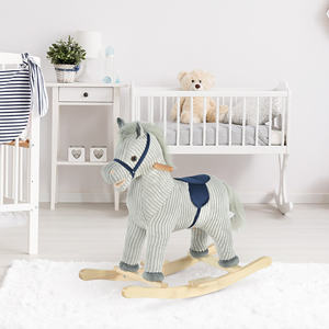HOMCOM-Cheval à bascule en peluche pour enfants de 3 à 6 ans, 73x35x64cm, gris - Product Image 2