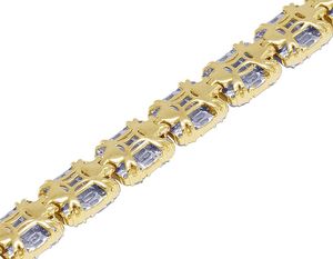 Bracelet exclusif en or jaune 10 carats avec diamants ronds et baguettes au look glacé parfait pour une collection de luxe - Product Image 5