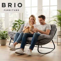 Nouvelle vente chaude : Fauteuil à bascule d'intérieur pour couple, fauteuil moderne à deux places, fauteuil double, fauteuil de véranda, cadre en métal, mobilier de patio