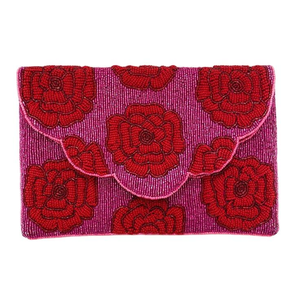 Premium Statement Beaded Embroidery <b>Hot</b> <b>Pink</b> Honey <b>Clutch</b> Purse With Handwork Perfection And Stylish Finish - Product Image 6