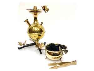 Ensemble de chicha miniature en laiton égyptien de luxe, fait à la main, avec un design papillon, pour fumer la chicha - Product Image 4