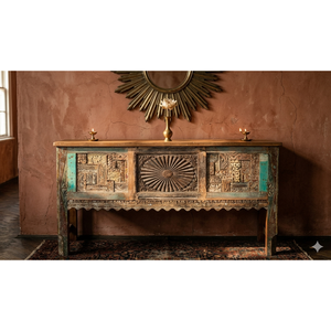 Handmade Carved Marble <b>Console</b> <b>Table</b> Modern & Luxury <b>Rustic</b> Entry Living Room Bedroom Hotel Villa Furniture Mirrored Feature - Product Image 2