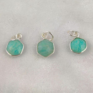 Pierre de naissance hexagone lunette pendentif or Vermeil 925 argent sterling lunette ensemble 8mm pierre de naissance naturelle pendentif à la main charme de guérison - Product Image 6