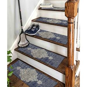 Alfombra Azul Marino, Alfombra Estampada, Diseño de Medallón, Decoración Moderna, Alfombra de Entrada - Product Image 3