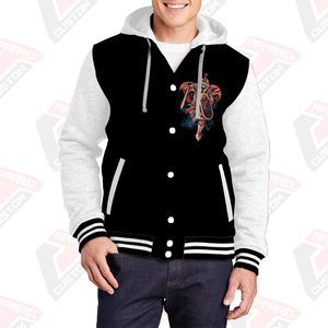 Men's Stylish Warm Eco-Friendly Varsity Jacket Hood 100% Cotton Fleece Beaded Embroidered Digital Printed Stonewashed Customized - Product Image 1