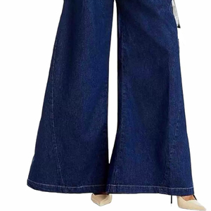 Pantalones vaqueros de mujer estilo holgado de talla grande personalizables pantalones vaqueros lavados de pierna ancha transpirables pantalones vaqueros de mujer a la venta - Product Image 4
