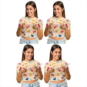 Camiseta Corta Básica para Mujer, Camiseta Corta de Tela Suave y Cómoda, Camiseta Corta Elástica para Mujer - Product Image 5