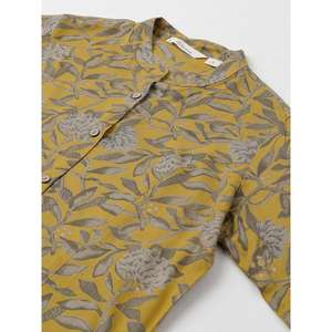 Divena Mustard Floral Imprimé Rayon A-Line Chemises Stylish Outdoor Tops - Product Image 1