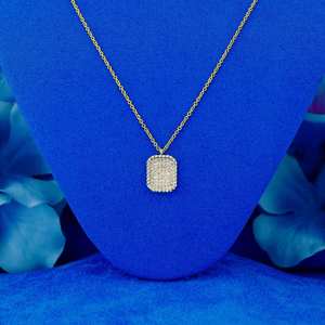 3 Tons Jaune Rose Blanc 14k Solid Gold Sparkling Diamond Necklace Jewelry Micro Pave Rectangle Pendant Link Chain Women Necklace - Product Image 3