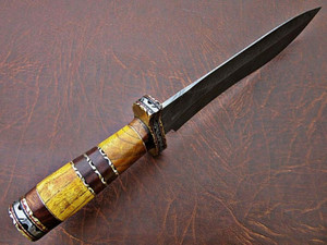Handmade 12-Inch Damascus Steel Hunting Bowie Knife <b>Leather</b> Handle Customizable OEM Bushcraft Survival Knives Sheath DIY Grade - Product Image 4